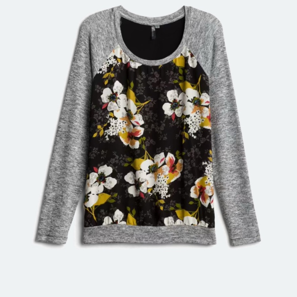 Kut from the Kloth Graphic Gray and Black Long Sleeve Sweatshirt